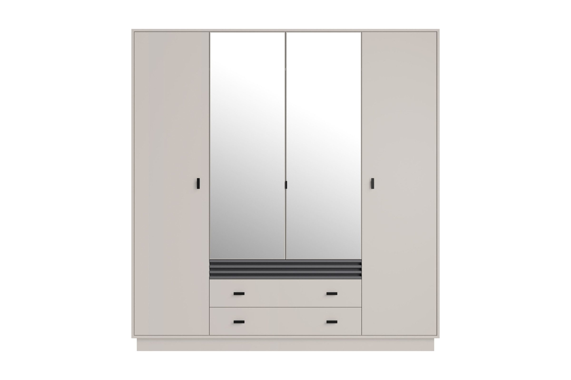 Deine Möbel 24 Kleiderschrank ALL 16 200 cm breit Kinderkleiderschrank mit Spiegel (Set, 4-St., Eiche Lamellen inkl. Kleiderstange Einlegeböden Schubladen) Kinderzimmer Jugendzimmer Schlafzimmer Drehtüren Sonoma