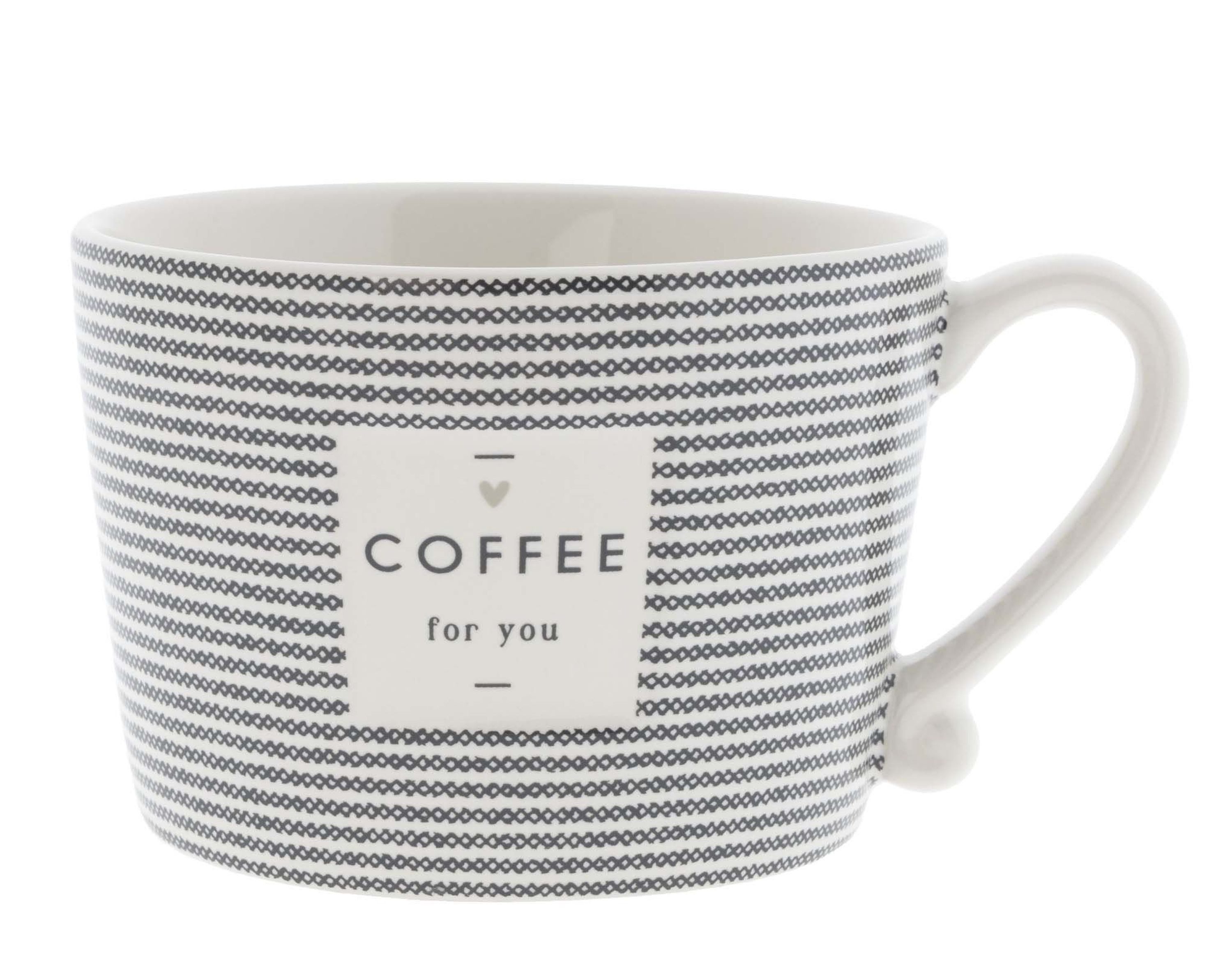Bastion Collections Tasse Bastion Collections - Tasse Kaffeetasse 300 ml Stripes and Coffee, Keramik