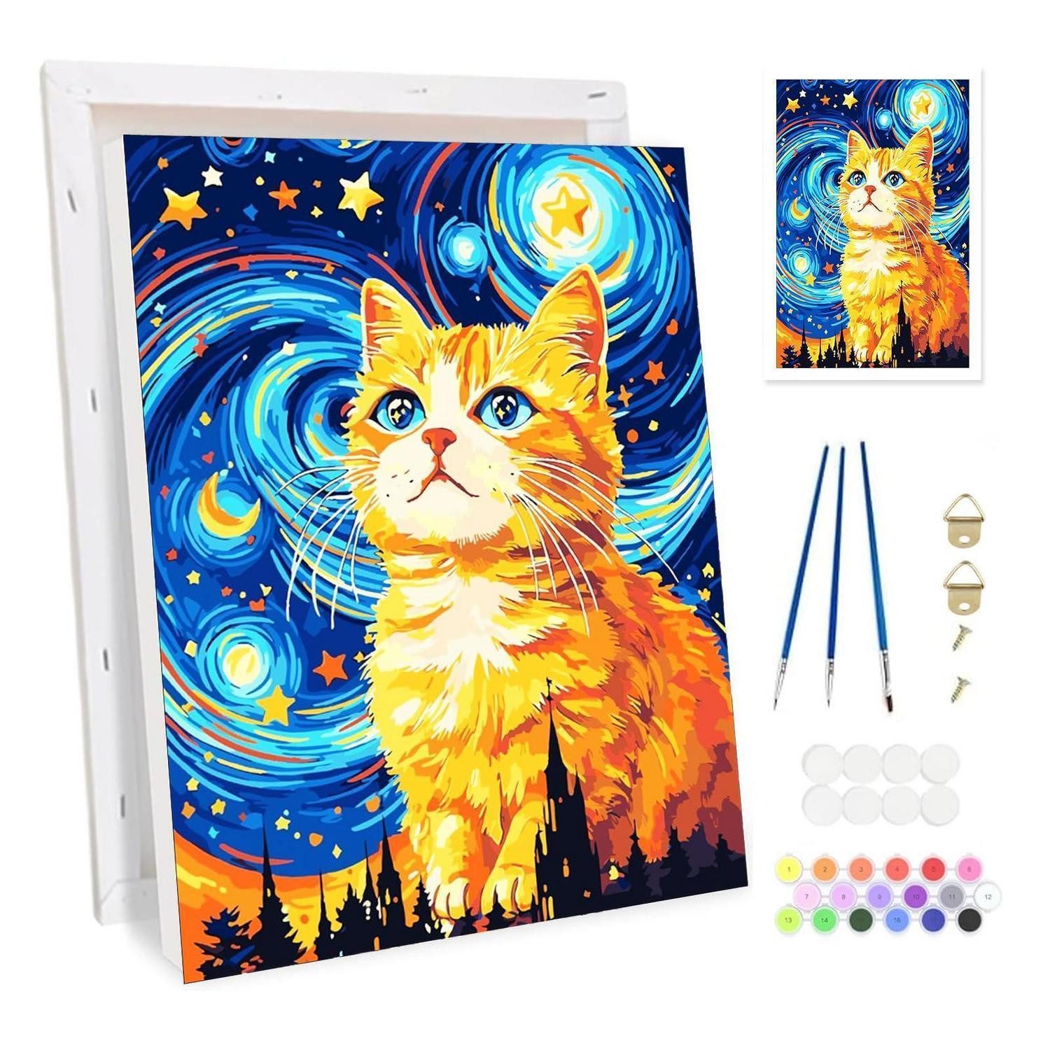 LuxusKollektion Malen nach Zahlen Malen nach Zahlen Katze Sternenhimmel 20x30cm (1-St)