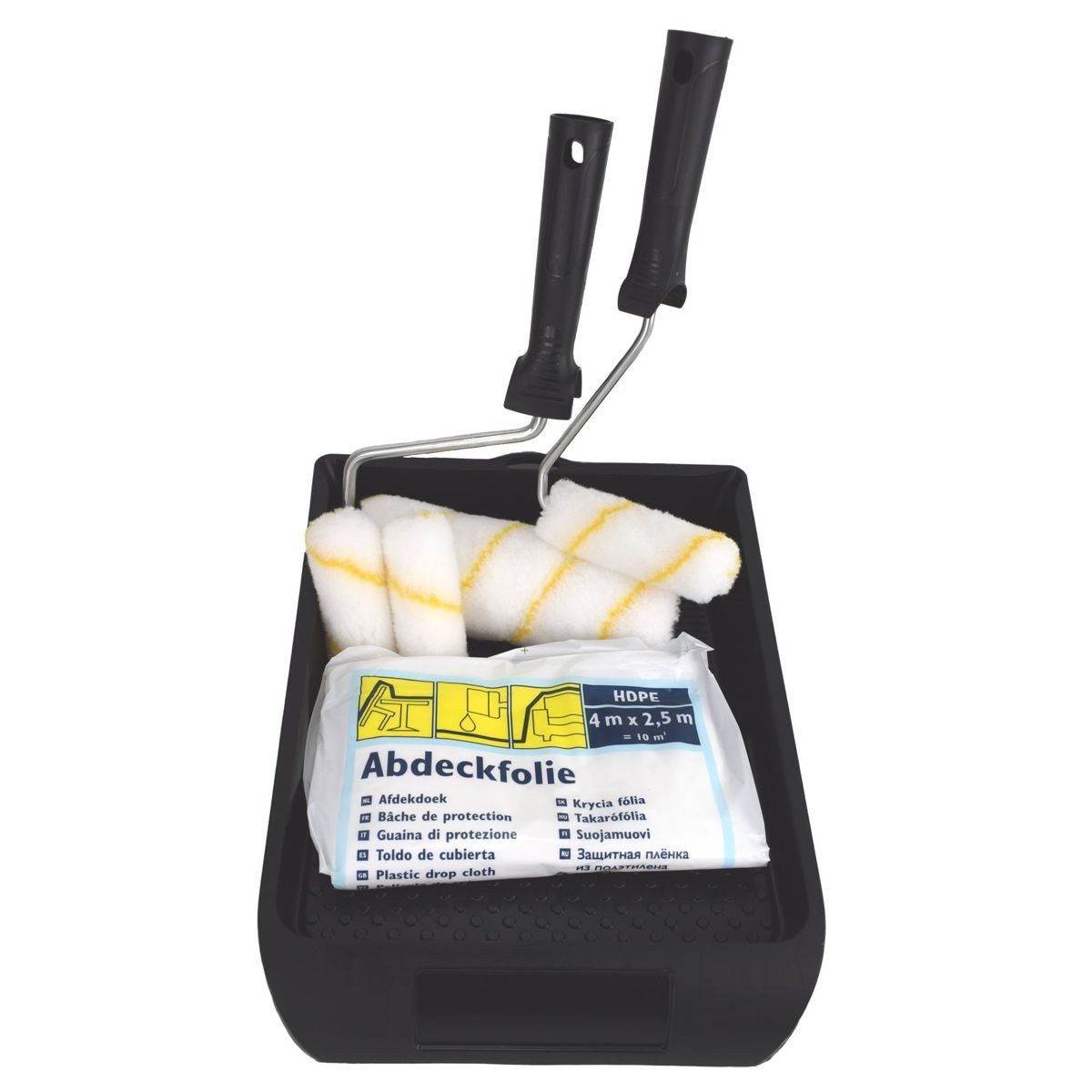 Color Expert Farbroller Lackierset Wanne 8tlg. mit 4 Walzen, 2 Bügel, Folie und Farbwanne, Streich-Set 8tlg.