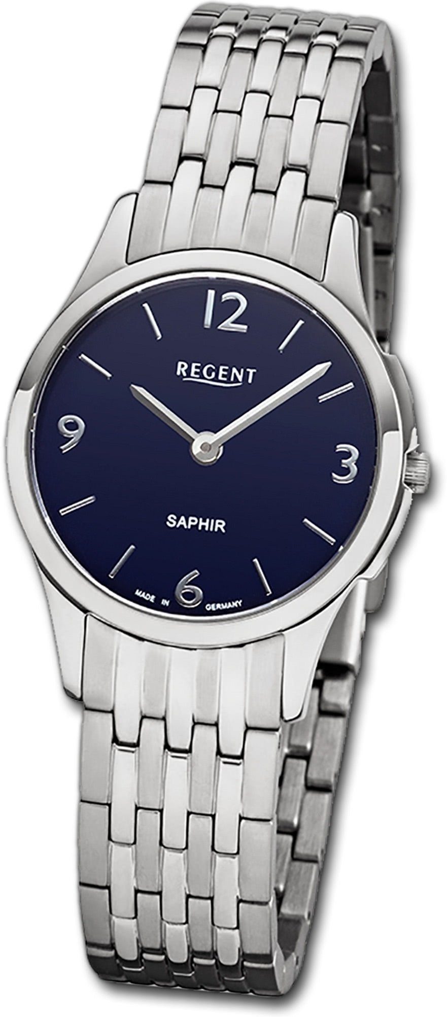 Regent Quarzuhr Regent Metall Damen Uhr GM-1617 Analog, Damenuhr Metallarmband, rundes Gehäuse, klein (ca. 28mm), blau