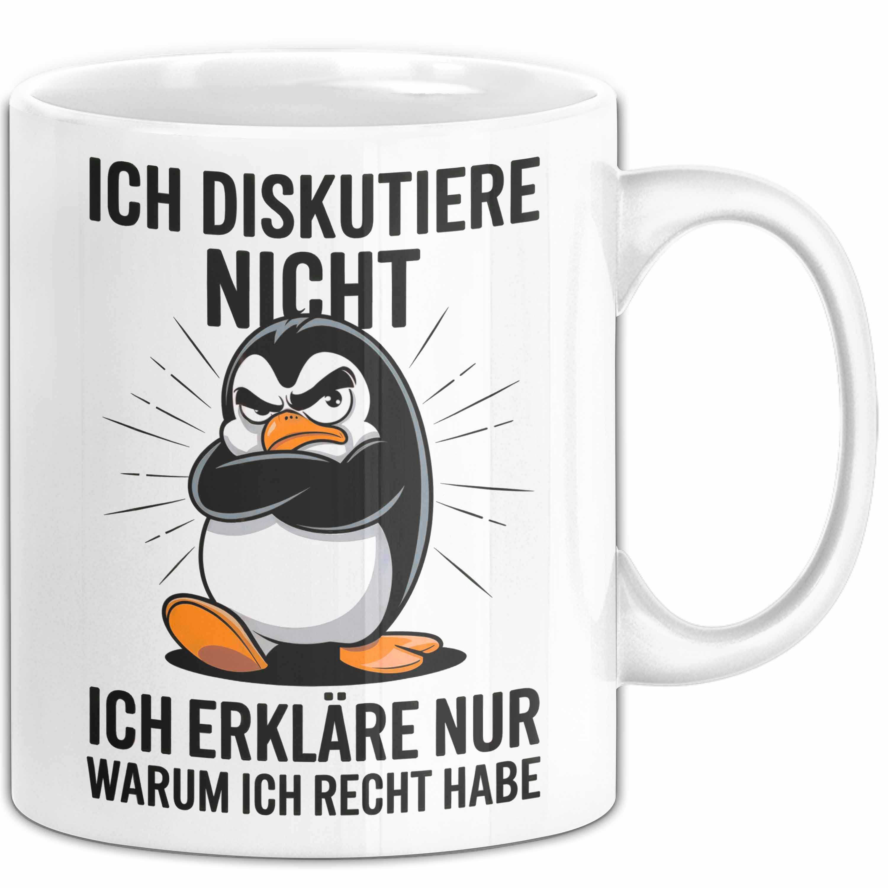 Trendation Tasse Sarkastischer Pinguin Tasse Geschenk Lustige Geschenkidee Spruch Ich