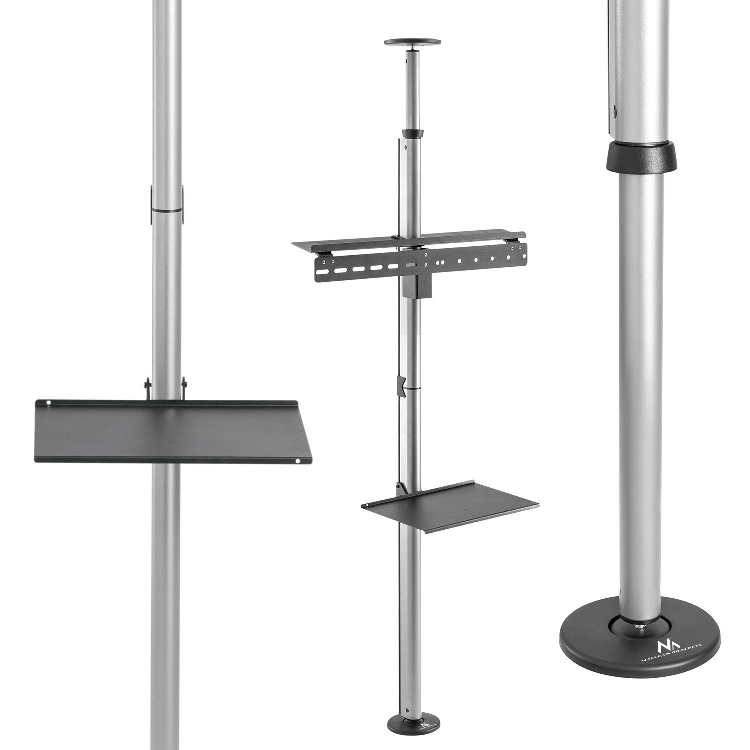 Maclean Halterung MC-791 TV Decken-Boden-Halterung 37-70 Zoll 30 kg, (bis 70 Zoll, VESA 600x400 360° drehbar mit Ablage)