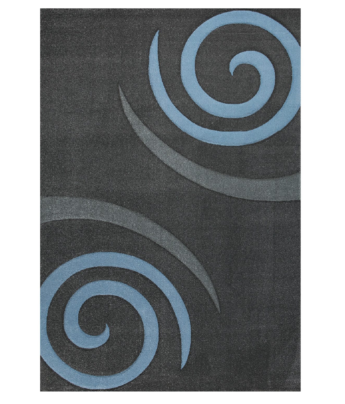 Vimoda Teppich Kurzflor Spiral Muster Blau, Rechteckig, Höhe: 13 mm, Kreisel Muster Spiral Läufer Konturenschnitt Blau