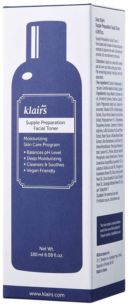 Dear Klairs Toner SUPPLE PREPARATION FACIAL TONER, spendet Feuchtigkeit, pH-neutral, sorgt für frische, strahlende Haut.