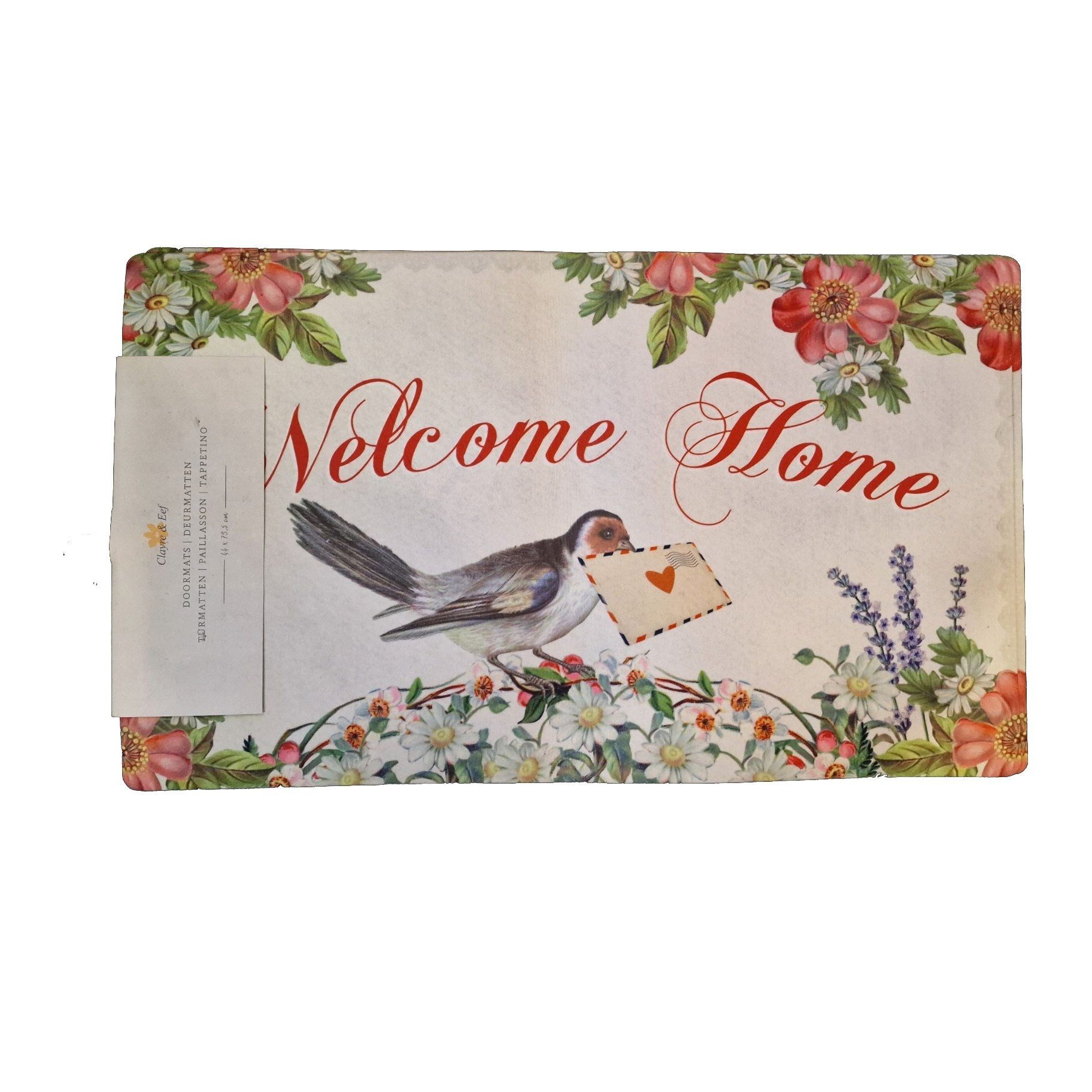 Clayre & Eef Fußmatte Fußmatte "Liebesbrief" Frühlingsmotiv Vögel 44 x 73 cm