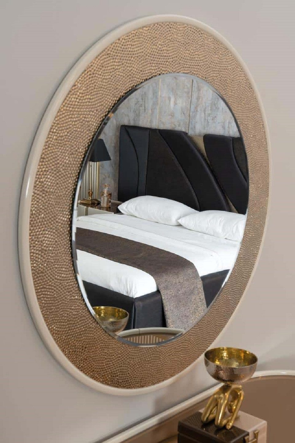 JVmoebel Kommode Verspiegeltes Sideboard mit rundem Spiegel und glatter Oberfläche (2 St., Kommode + Spiegel), Made in Europa