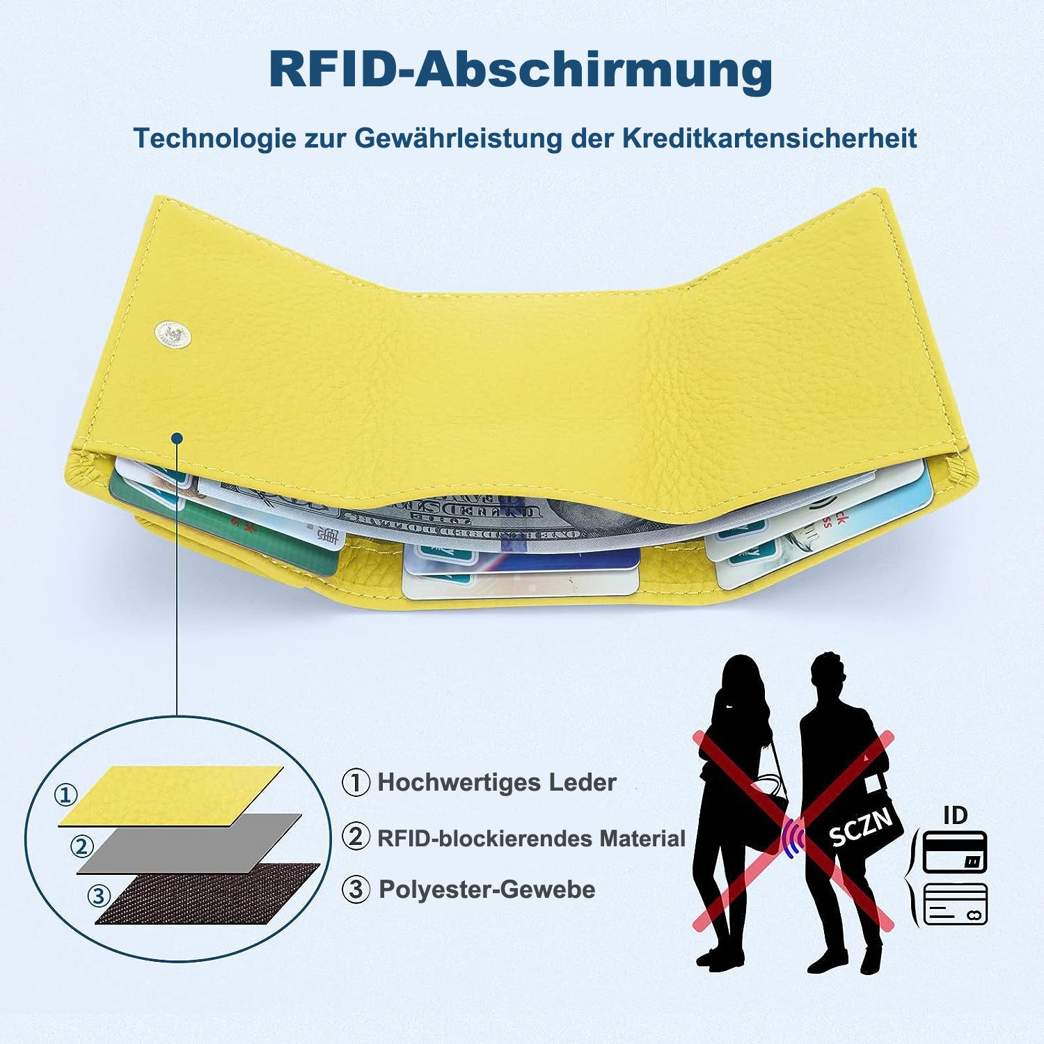 Cachito Mini Geldbörse Schlichte kleine Geldbörse aus Leder für Frauen (1-tlg), mit Kartenschlitz, RFID-Diebstahlschutzbürste, 10 x 7 x 3cm