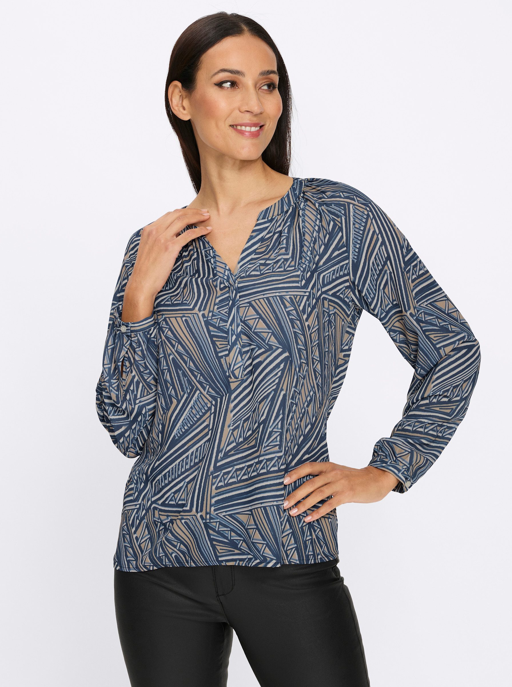 Klassische Bluse Druckbluse Langarm