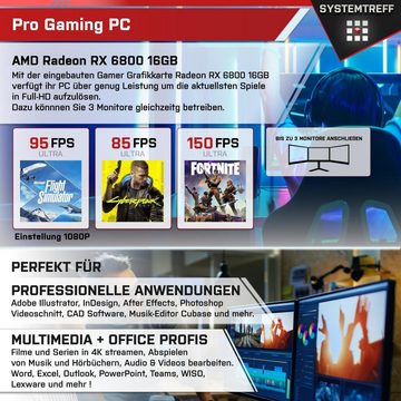 SYSTEMTREFF Gaming-PC (AMD Ryzen 5 7600X, Radeon RX 6800, 32 GB RAM, 1000 GB SSD, Luftkühlung, Windows 11, WLAN)