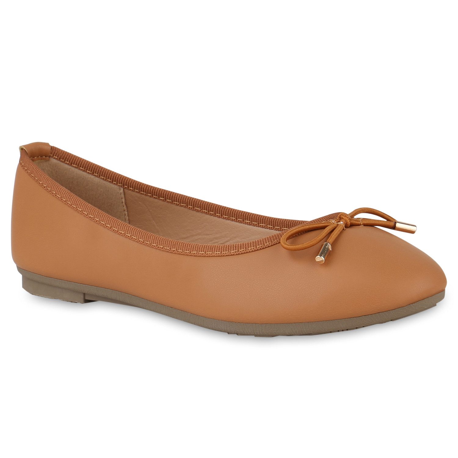 VAN HILL 841217 Ballerina Damen Klassische Ballerinas Slippers Schleifen Schlupf-