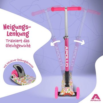 Apollo Dreiradscooter Kinderroller Kids Whiz LED 3-Rad Scooter ab 3 Jahren Tretroller, Klappbarer und höhenverstellbarer Kinder Scooter mit LED Wheels