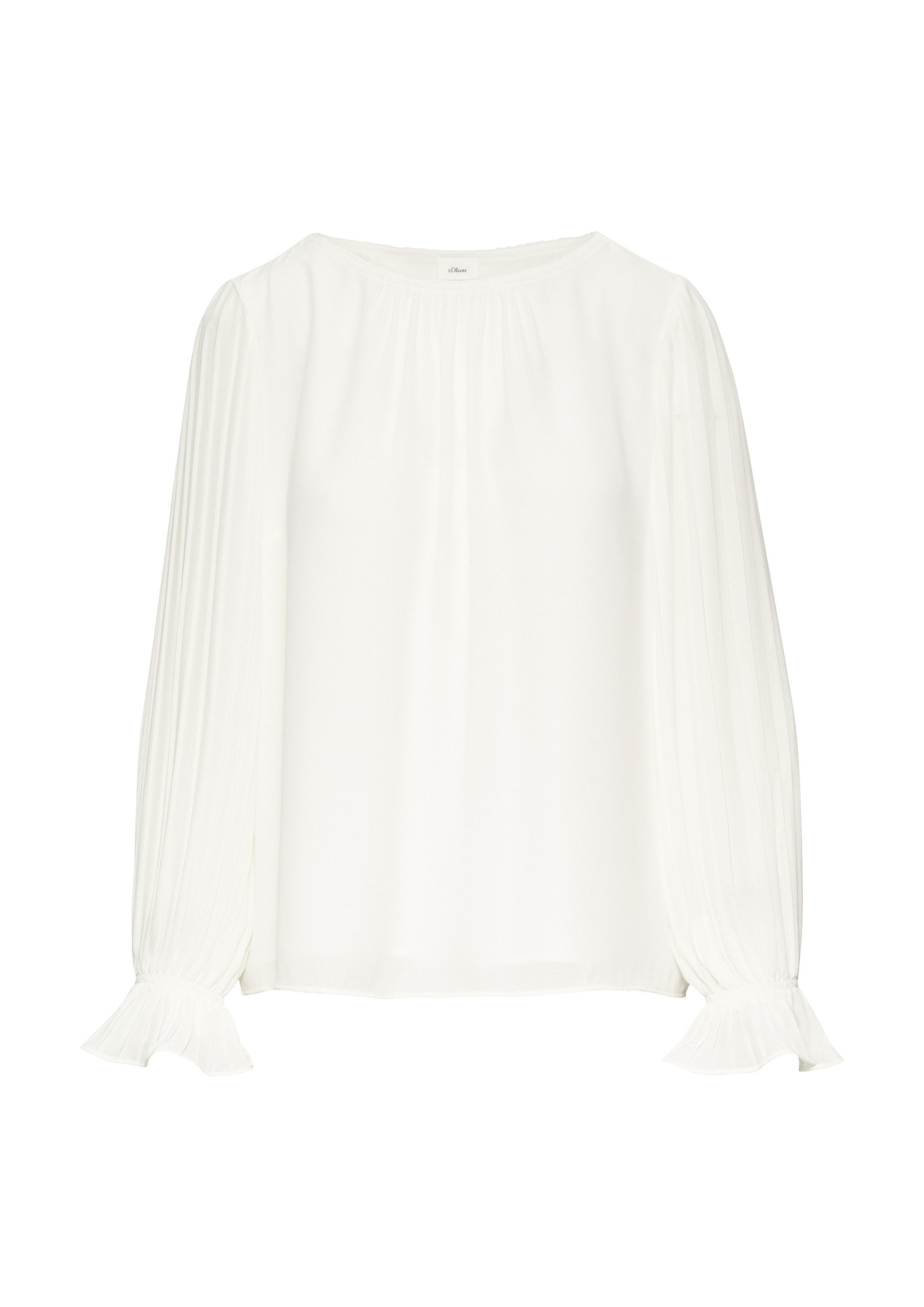 s.Oliver Langarmbluse Bluse Viskosebluse mit Plisseeärmeln günstig online kaufen
