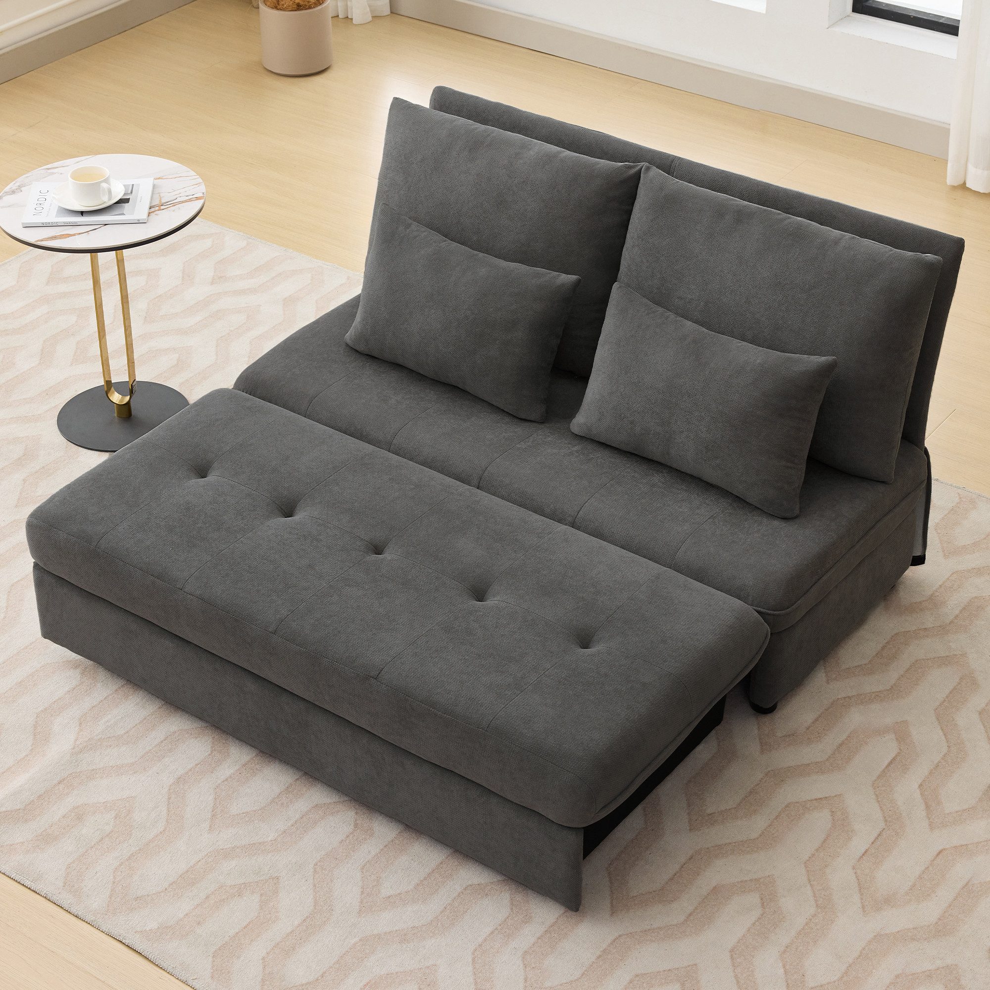 Merax Schlafsofa Klappbares Doppelsofa aus Chenille günstig online kaufen