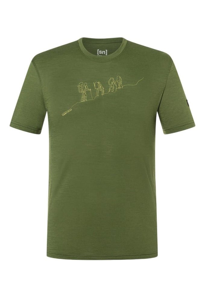 SUPER.NATURAL T-Shirt Wander-/Freizeit Graphic Hiking - Merinowollmix - olivegrün Herren