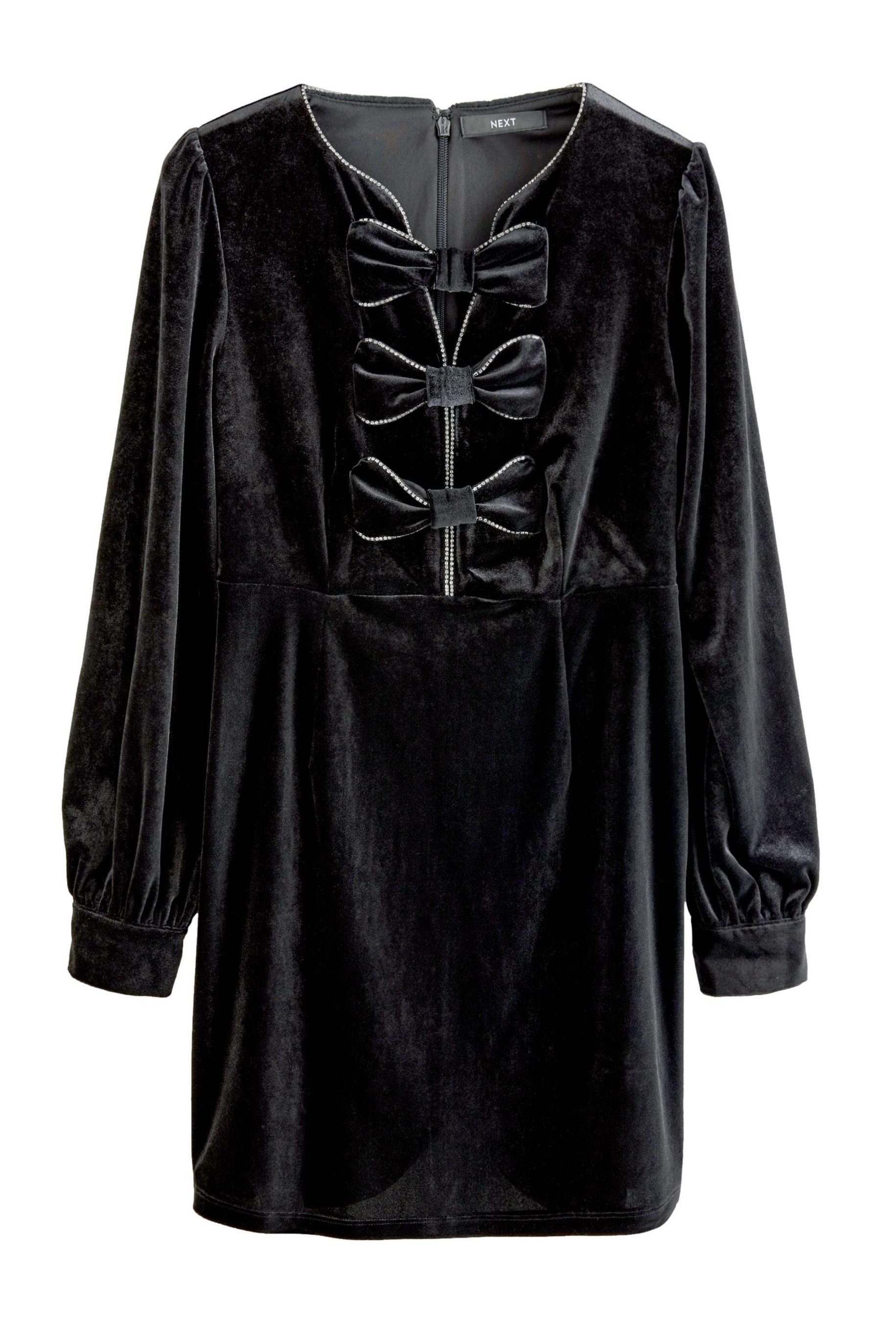 Next Minikleid Langärmeliges Minikleid mit Samtschleife günstig online kaufen