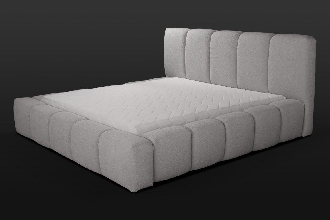 JVmoebel Bett Bett Grau Doppelbett Schlafzimmer Holz Möbel Design Polster Stoff (Bett) | Bettgestelle