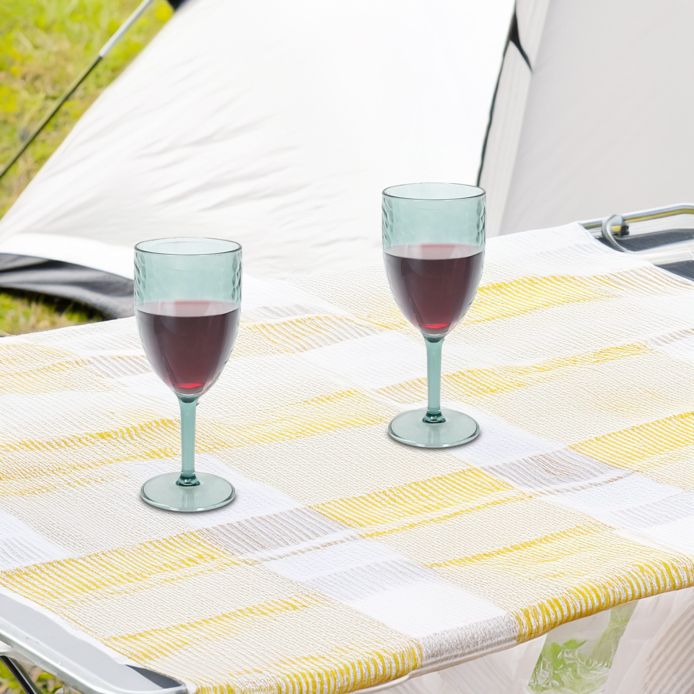 Spetebo Weinglas Mehrweg 350 ml transparent grün 6er Set, Kunststoff, Camping Weinkelch wiederverwendbar – Bild 4 von 5