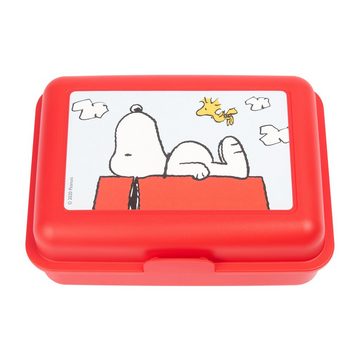 United Labels® Lunchbox The Peanuts Brotdose mit Trennwand - Snoopy Rot, Kunststoff