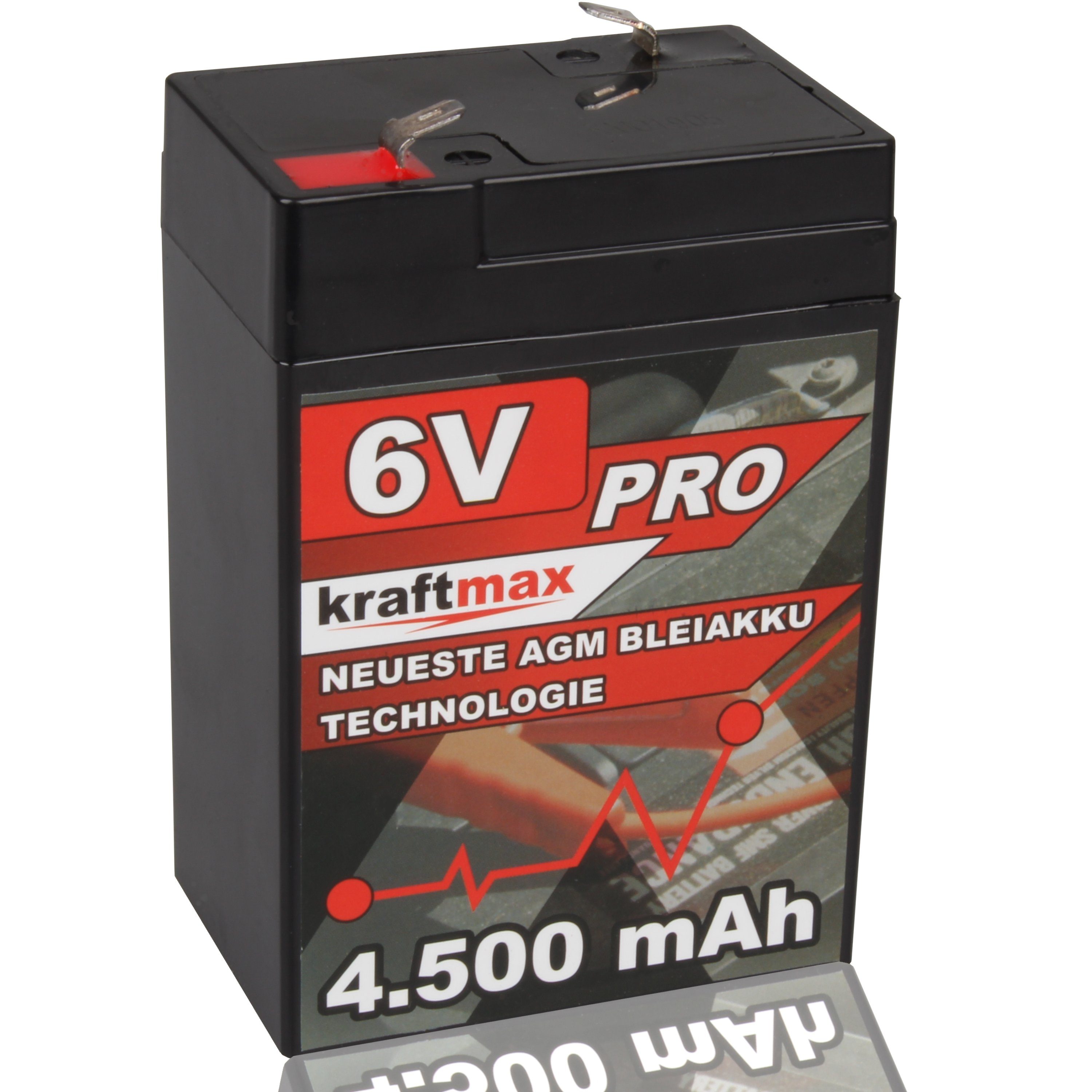 kraftmax Industrial Pro Bleiakku [ 6V / 4,5Ah ] AGM Hochleistungs- Blei Akku Bleiakkus