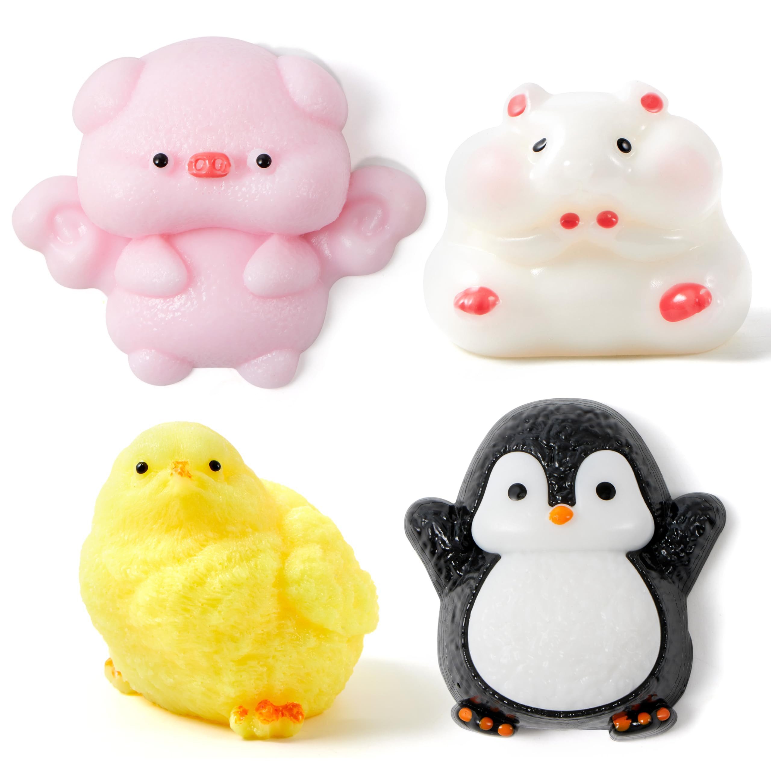 JOYIN Spielfigur JOYIN 4er-Pack Tier-Squishys (Küken, Schwein, Hamster, Pinguin), (4-tlg)