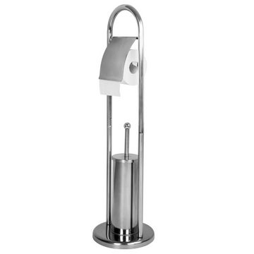 Aquamarin Badaccessoire-Set Edelstahl Toilettenpapierhalter + Toilettenbürste WC Garnitur Stehend, 1 tlg.