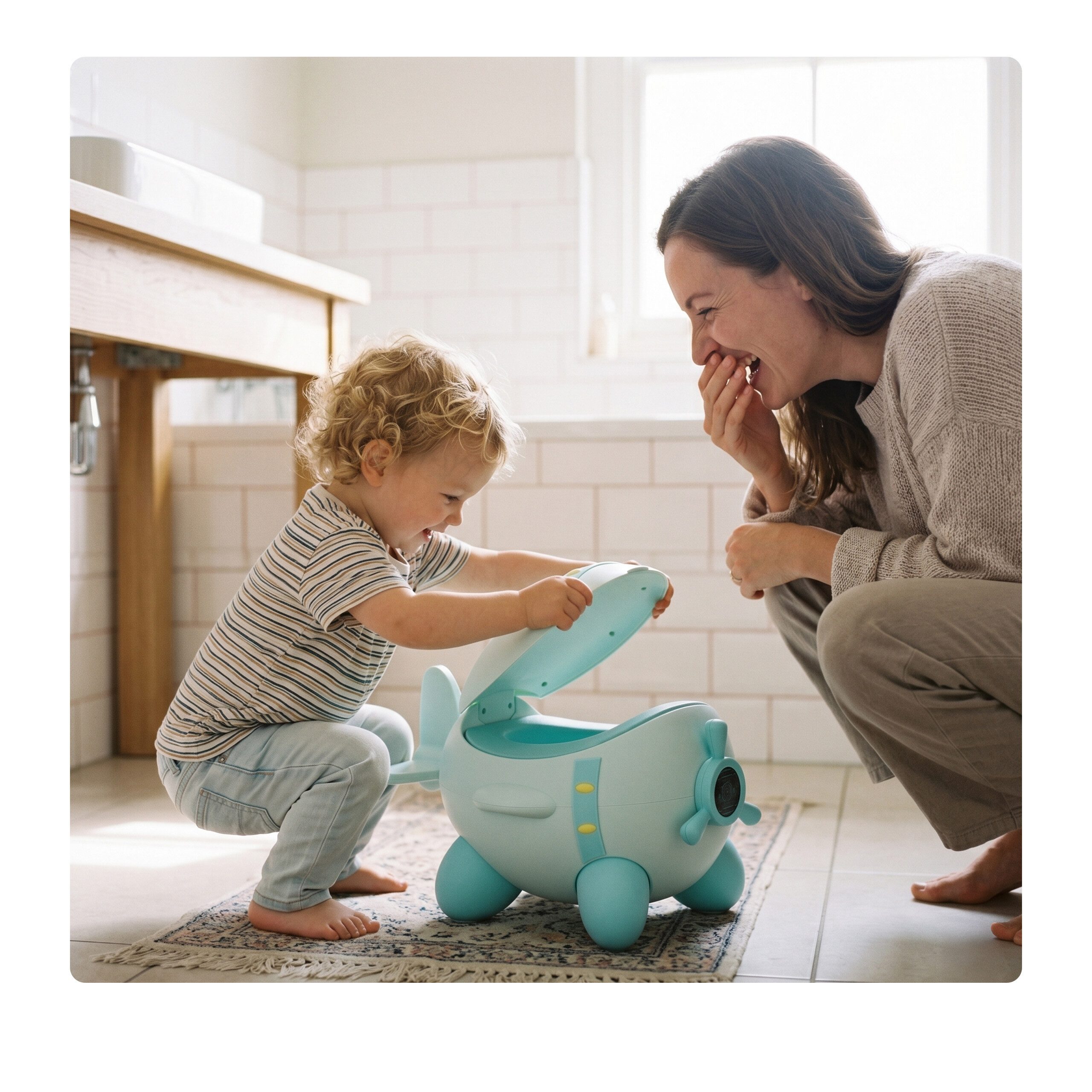 relaxdays Toilettentrainer Töpfchen Flugzeug für Kinder, (4-tlg), Mint – Bild 5 von 5