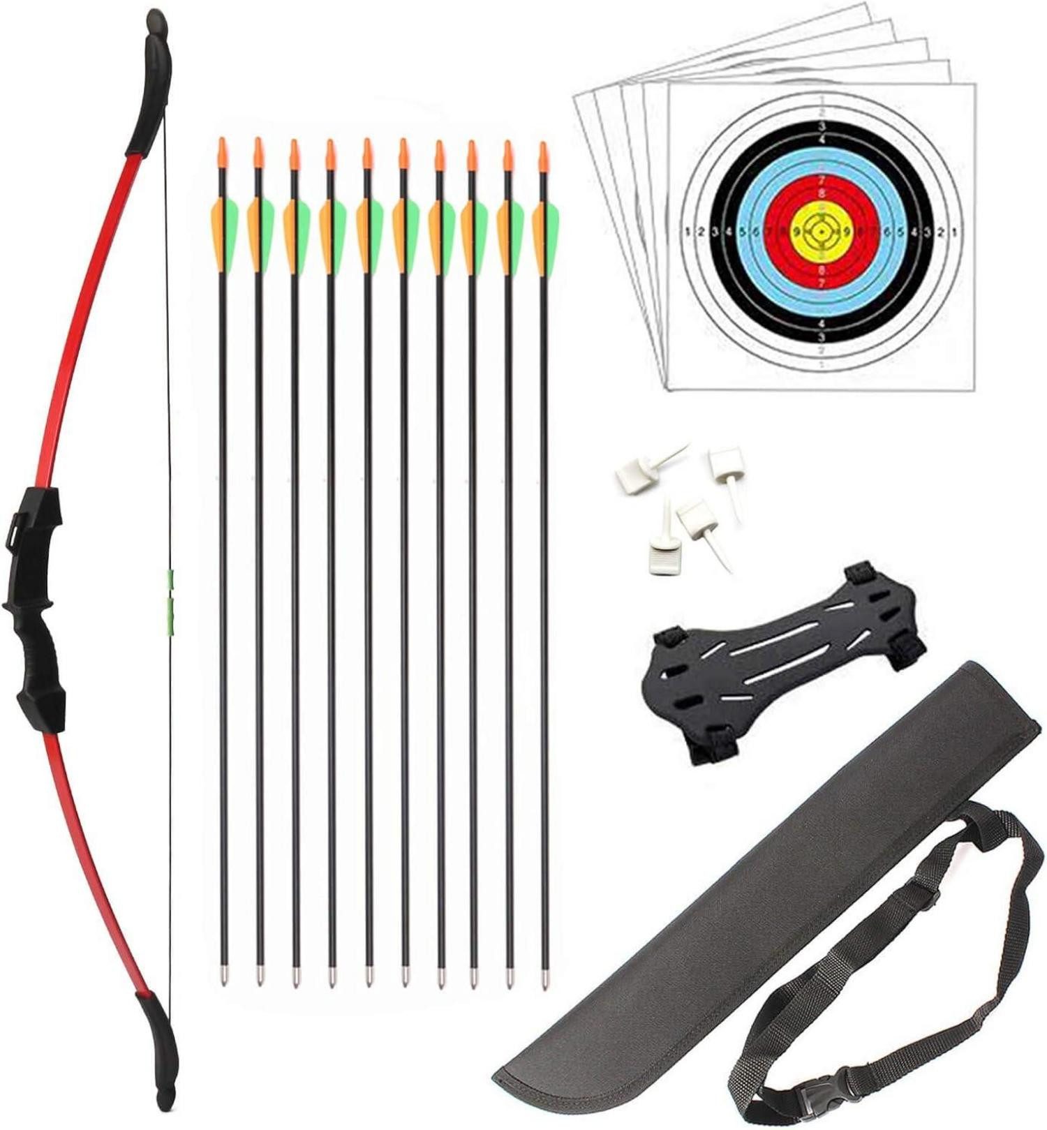 LuxusKollektion Recurvebogen Junior Bogenschießen-Set 15LB Recurve Bogen für Kinder Red