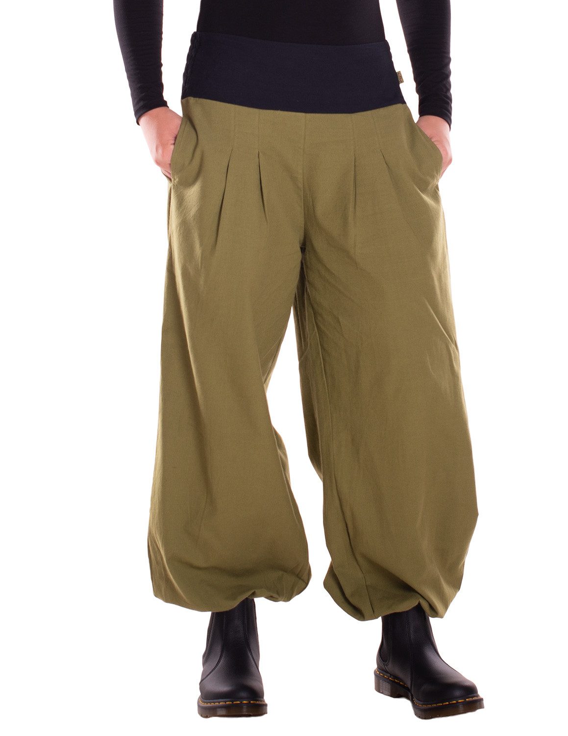 Vishes Haremshose Lange Damen Sommerhose Haremshose Schlupfhose zweifarbig Dehnbund Alternative Bekleidung, Ethno, Hippie, Retro Style