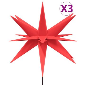 vidaXL Dekolicht Weihnachtssterne 3 Stk mit Erdspießen LEDs Faltbar Rot 57 cm Außenbere