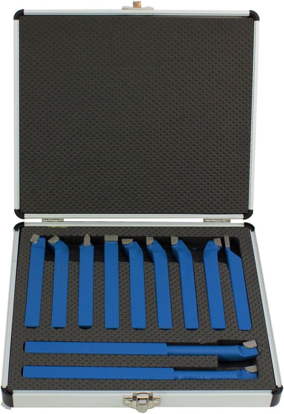 Falon-Tech Drechselbank Drehstahl Satz 11-tlg 16x16mm Drehmeißel Set Alukoffer DIN Normen, (11-tlg)