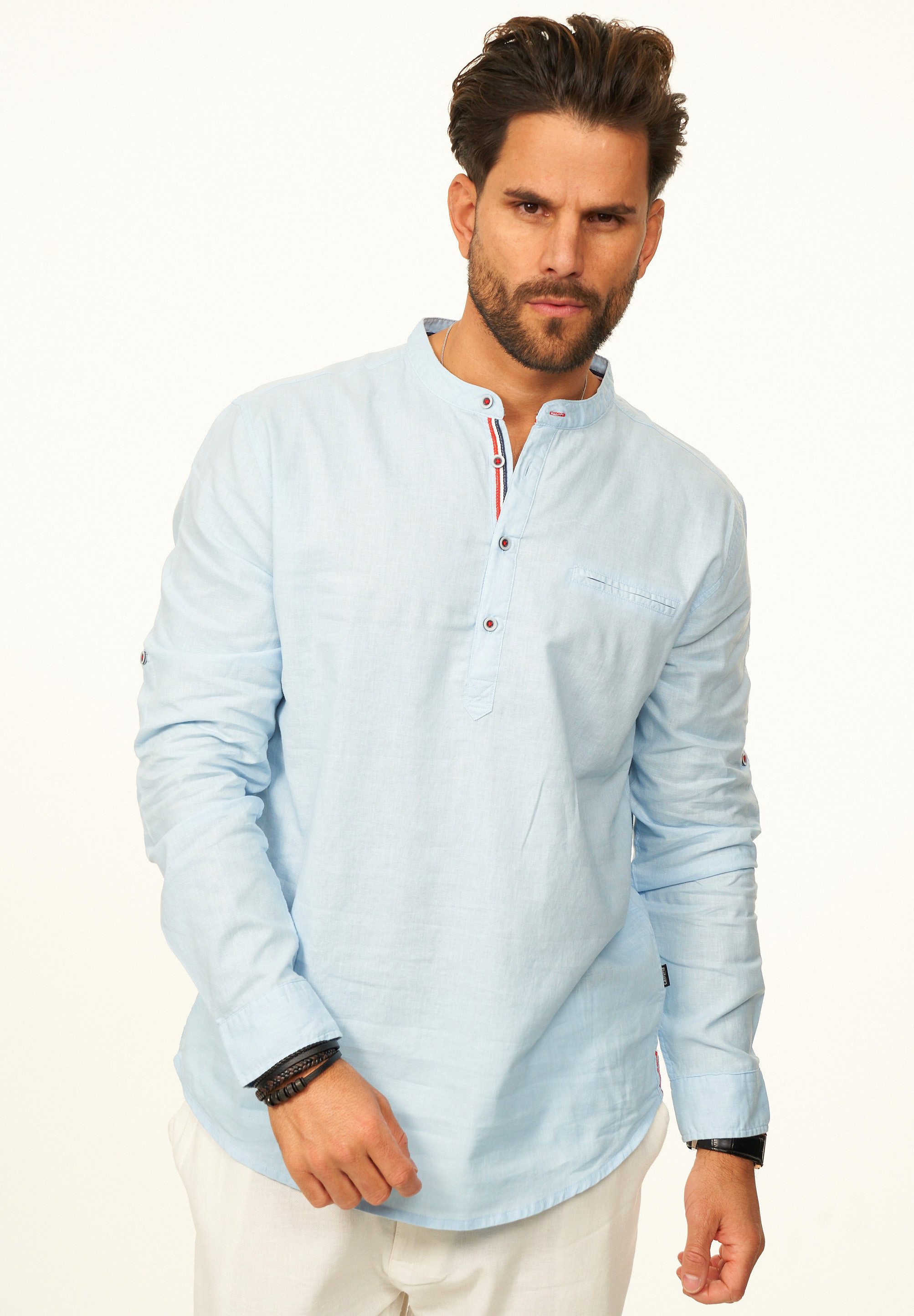 behype Langarmhemd aus Leinen im Regular-Fit Tunikahmed Herren Leinenhemd F günstig online kaufen