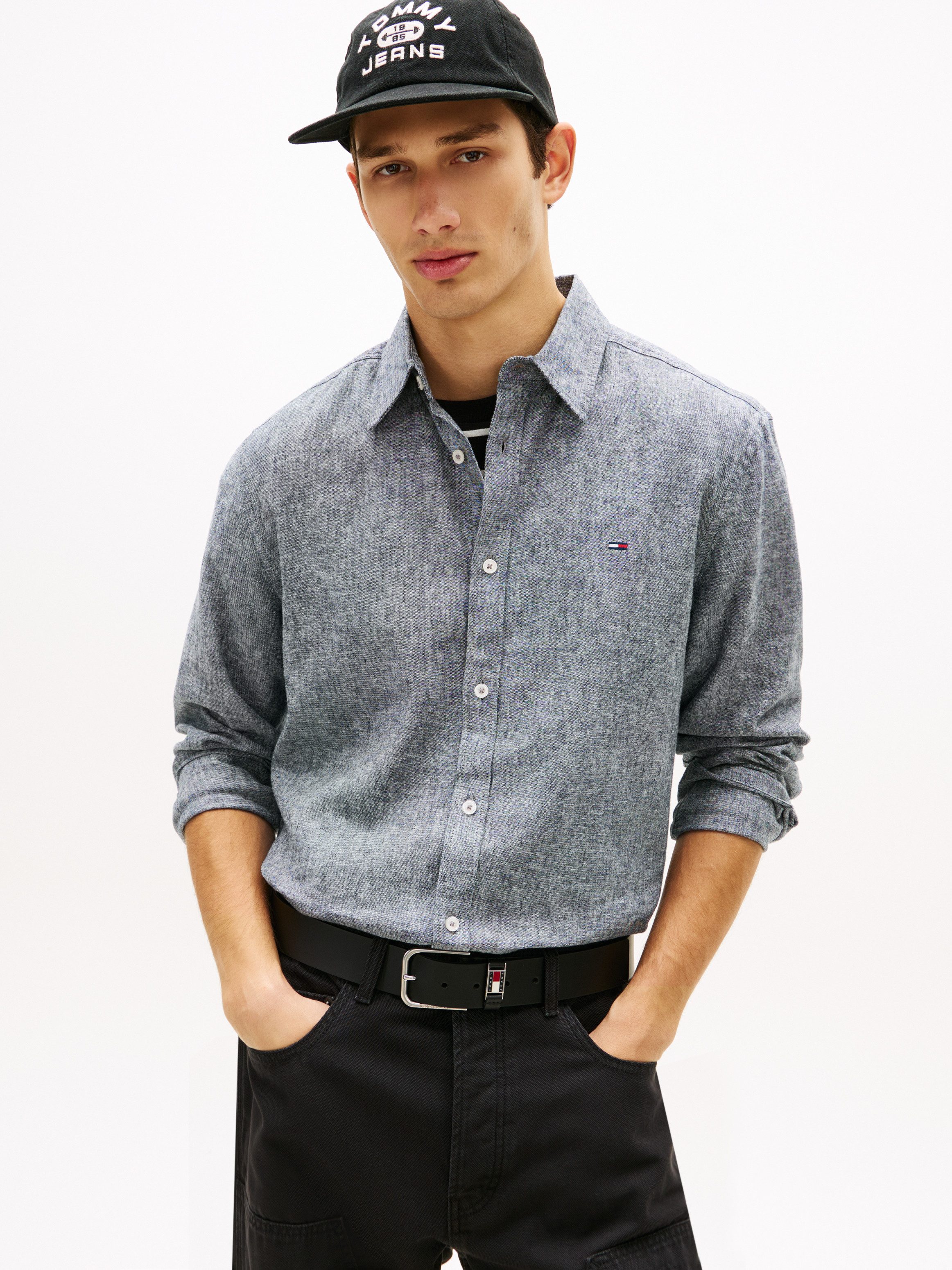 Tommy Jeans Langarmhemd TJM REGULAR FIT LINEN BLEND