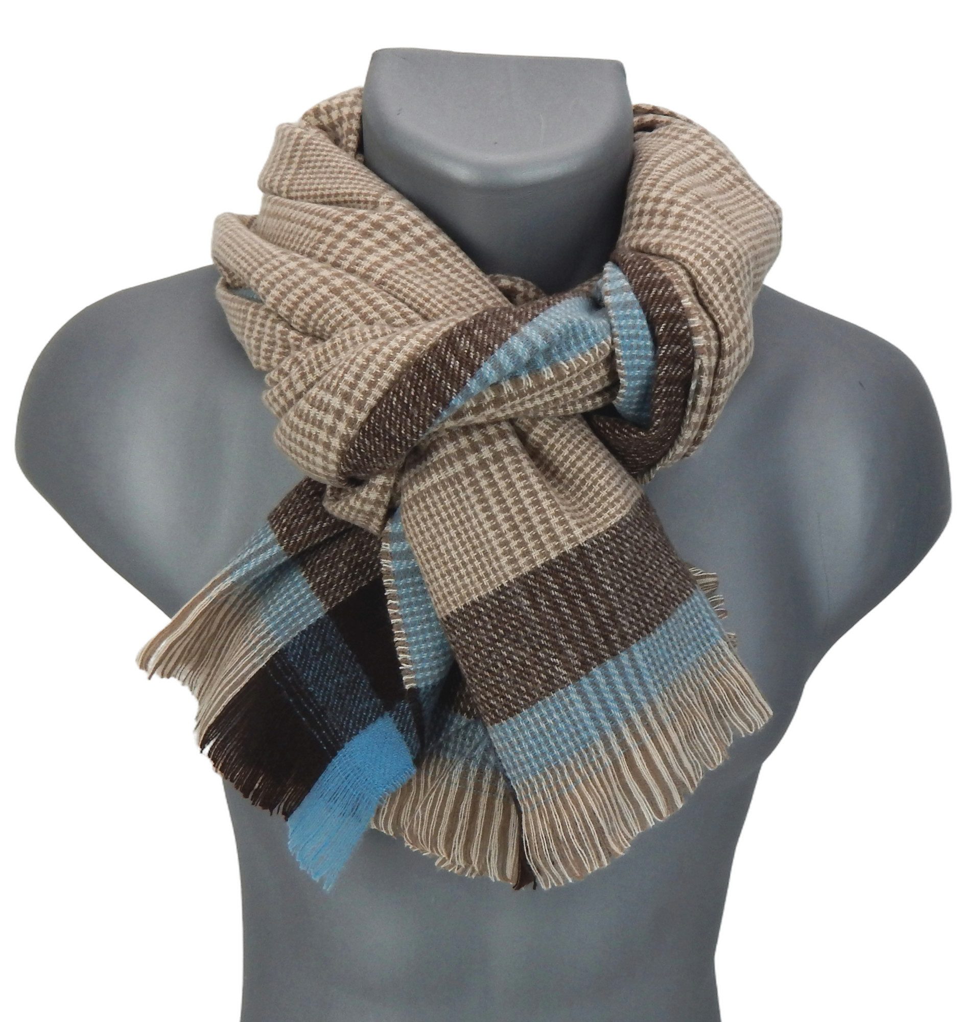 Ella Jonte Modeschal, klassischer Herrenschal Blau oder Braun kariert Herbs günstig online kaufen