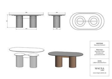 MAGNA Atelier Esstisch Montana mit Marmor Tischplatte, Esstisch, Eichenholz Gestell, Küchentisch, 200x100x76cm