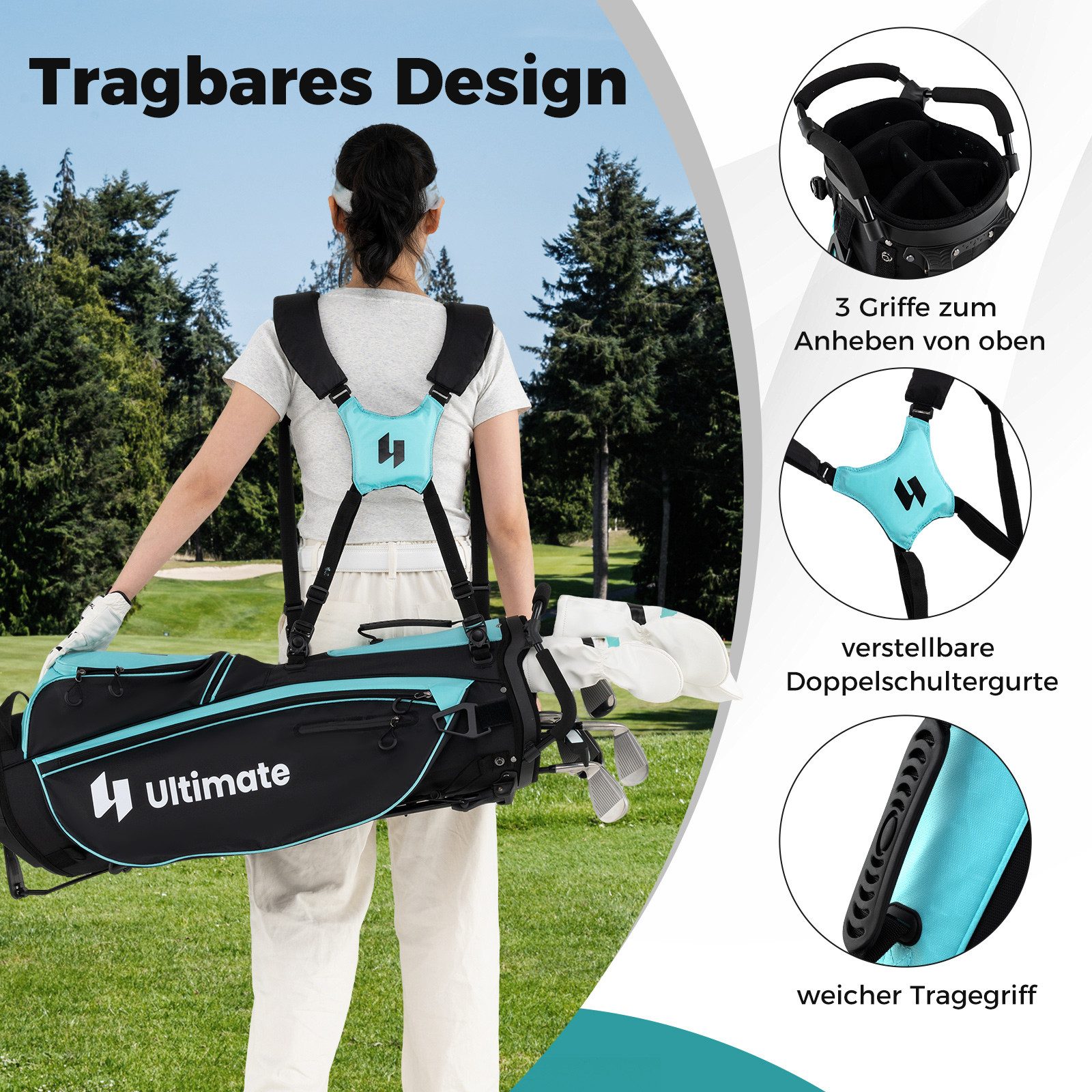 COSTWAY Golfschläger + Golfbag, komplettes Damen Golfschläger Set, 9/11 teilige