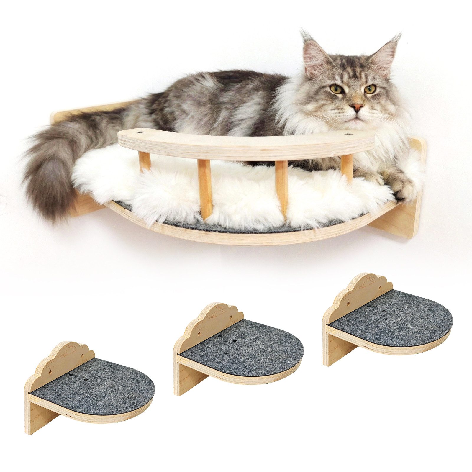 SEHAUSEU Katzen-Kletterwand Katzenmöbe 4 tlg. Katzenbett