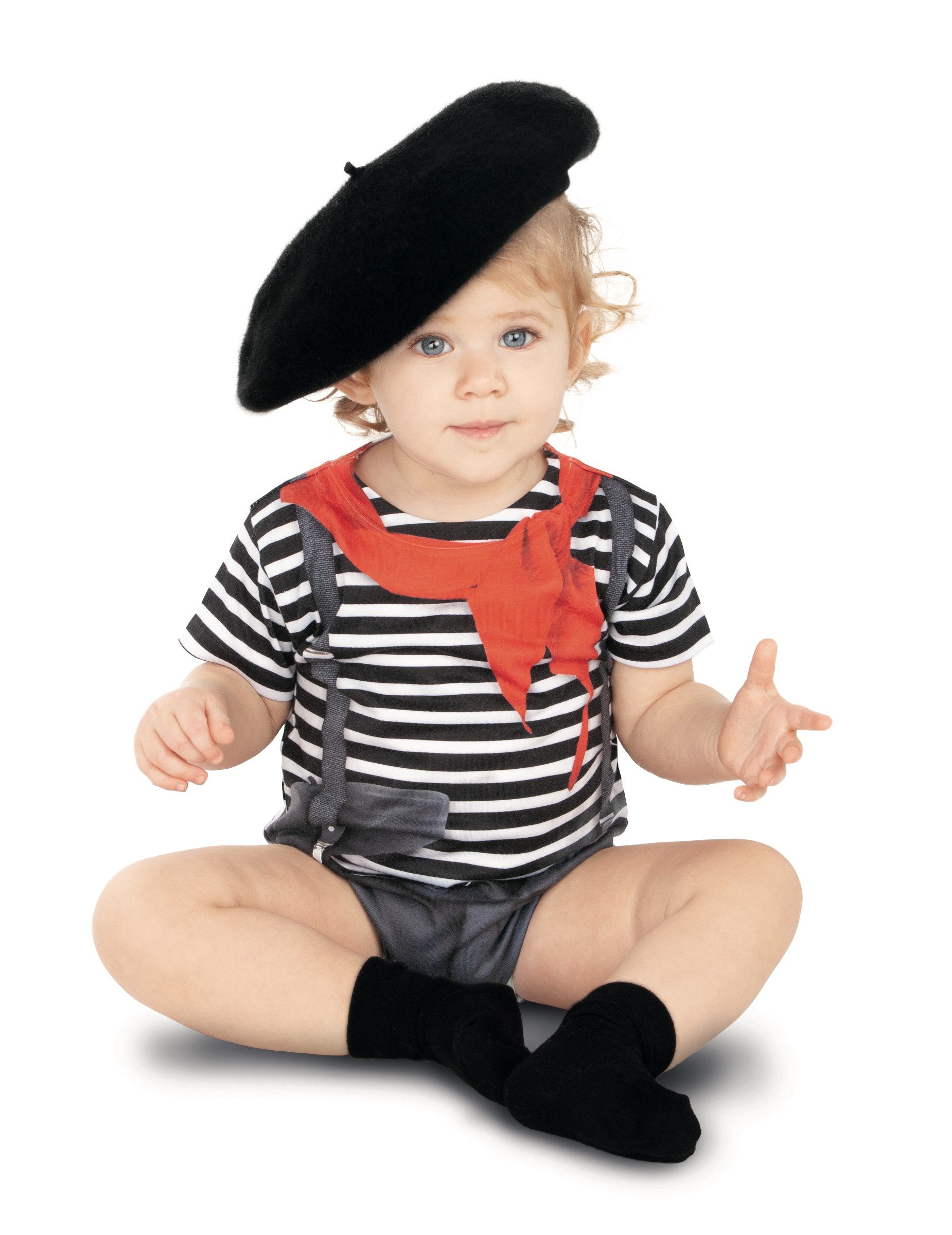 Viving Costumes Kostüm Pantomime-Kostüm für Babys Faschingskostüm schwarz-weiss-rot