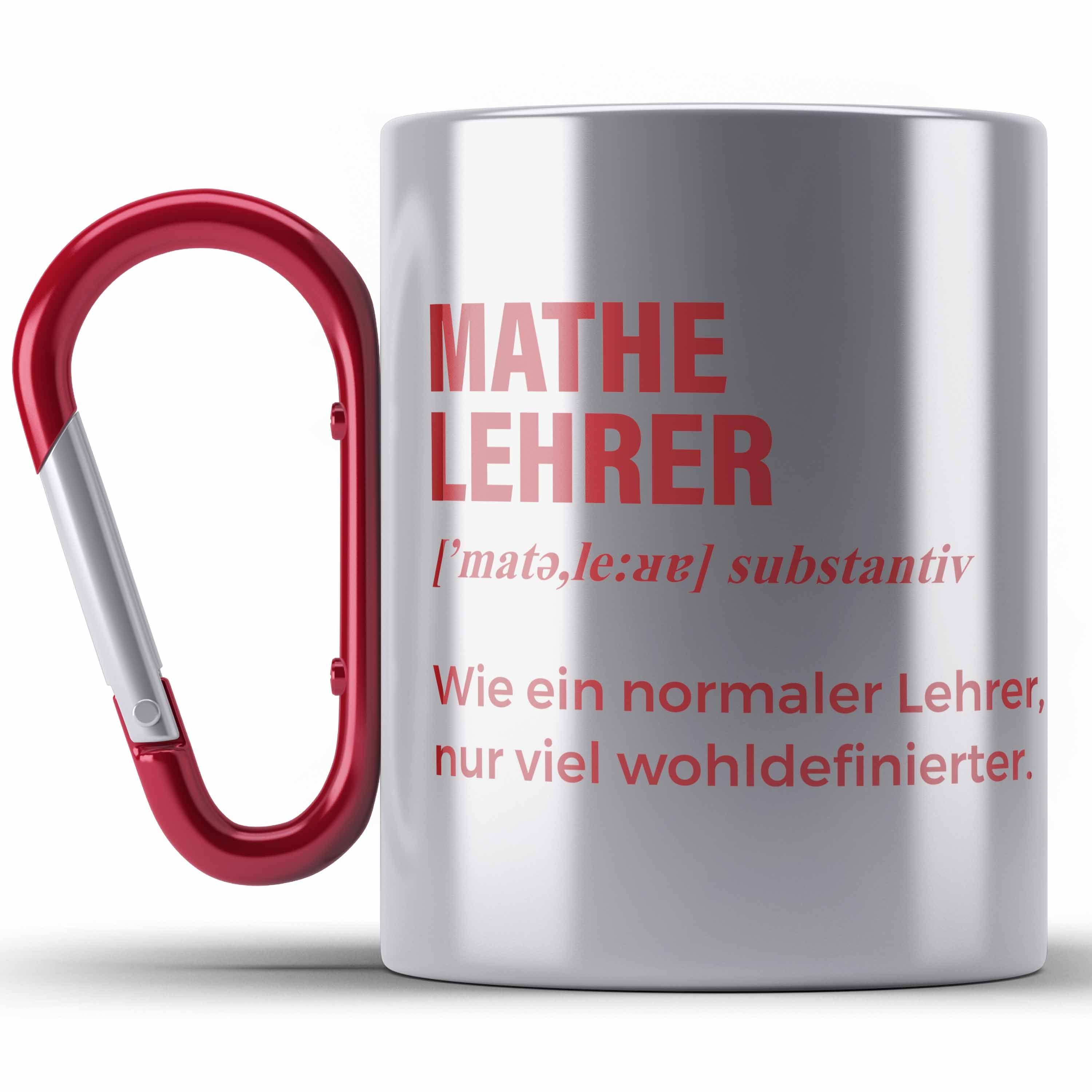 Trendation Thermotasse Mathelehrer Edelstahl Tasse Mathematiker Edelstahl Tassen mit Spruch L Rot