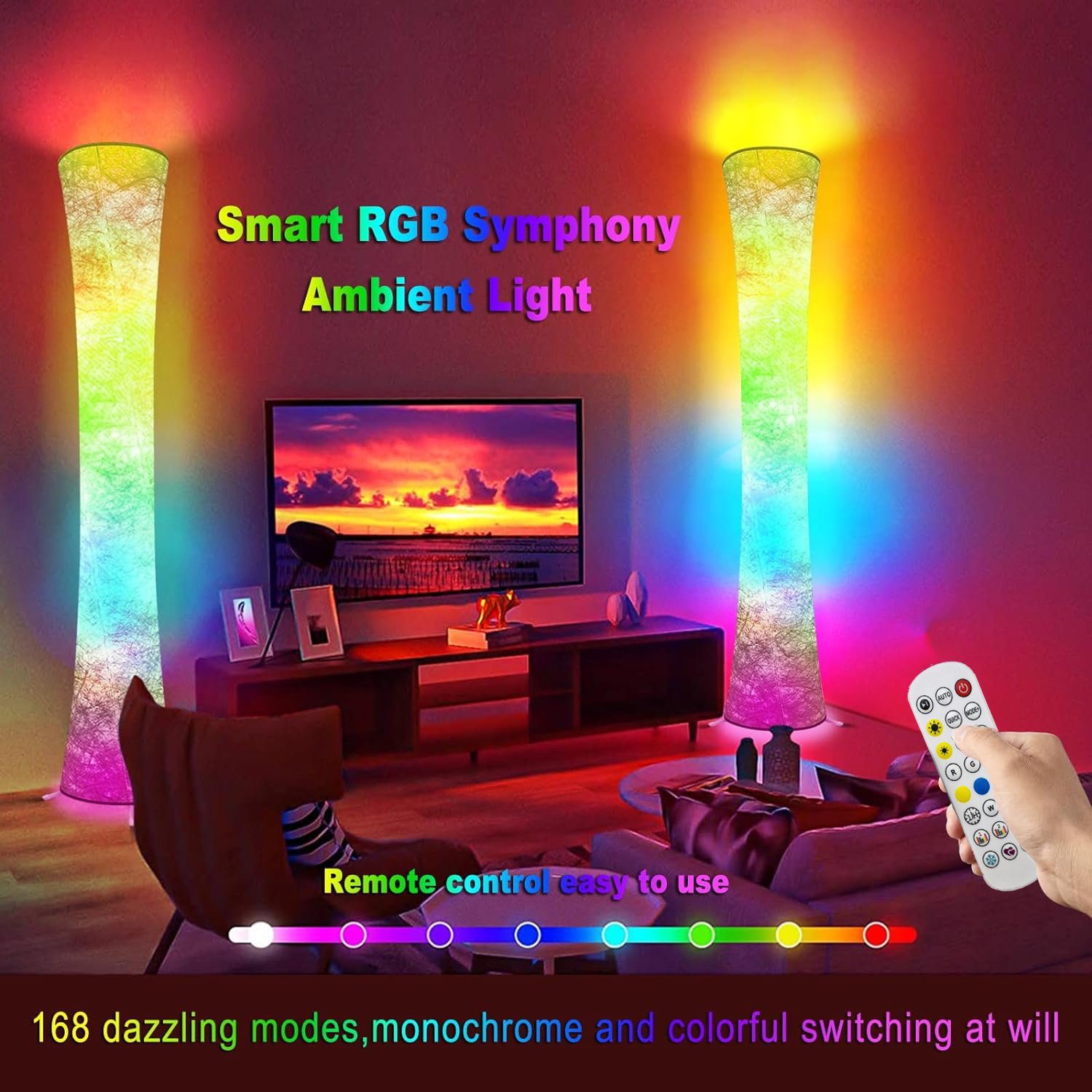 LED Lampe, Mutoy Standleuchte, Hohe mit 152 Fernbedienung cm RGB-Farbwechsel Stehlampe