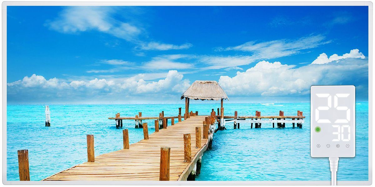 Heidenfeld Infrarotheizung HF-HP105 Strand 2 Elektroheizung, Thermostat & Fenster-Auf-Erkennung, Infrarotheizung, Infrarot Wand Bild, Heizkörper, Infrarot Heizung