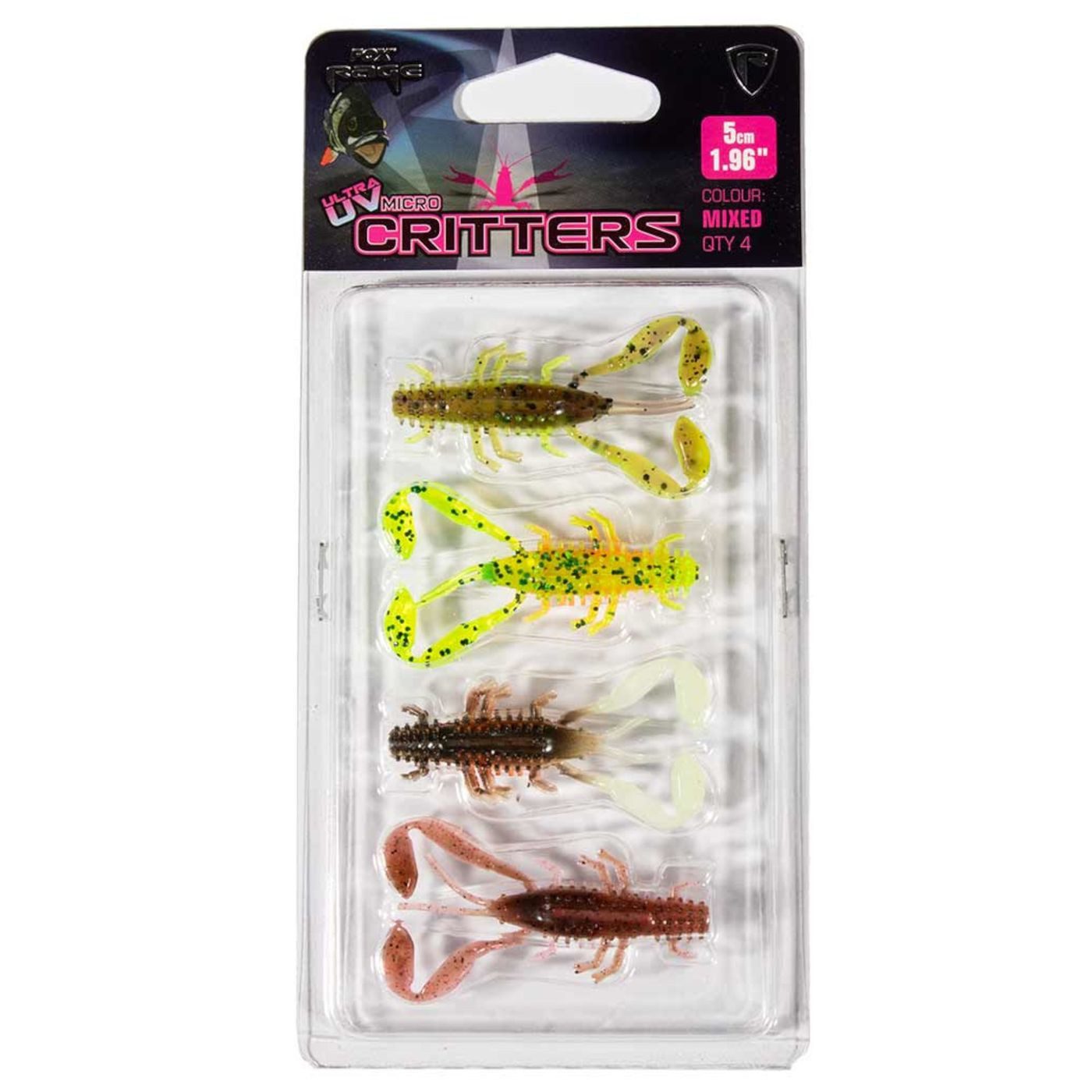 Kunstköder Fox Uv Micro Critter 5cm - 4 Gummikrebse