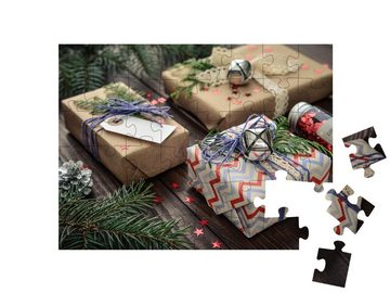 puzzleYOU Puzzle Weihnachtsgeschenke mit Dekoration, 48 Puzzleteile, puzzleYOU-Kollektionen Weihnachten