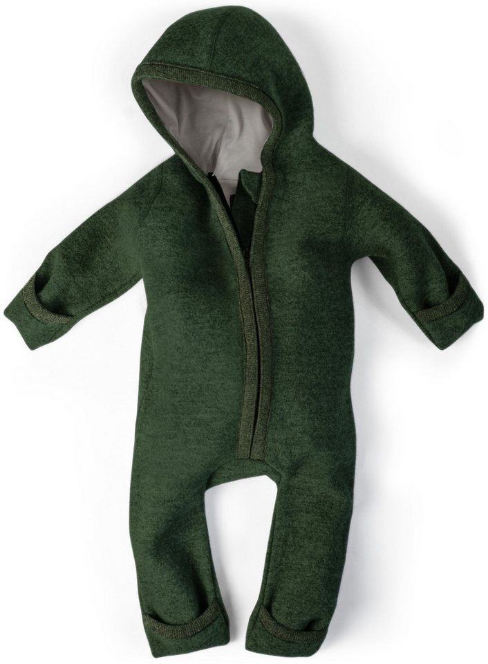 Ehrenkind Overall Walkoverall Baby aus Merino Schurwolle mit Reißverschluss (Waldgrün, Gr. 50-56) Wollwalk Overall Baby 50/56