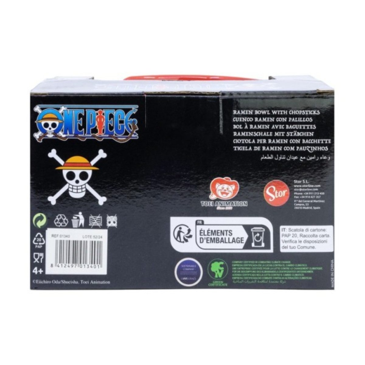 One Piece Schüssel Ramen Schüssel 2515 ml mit Stäbchen Geschenkbox, Keramik – Bild 5 von 5