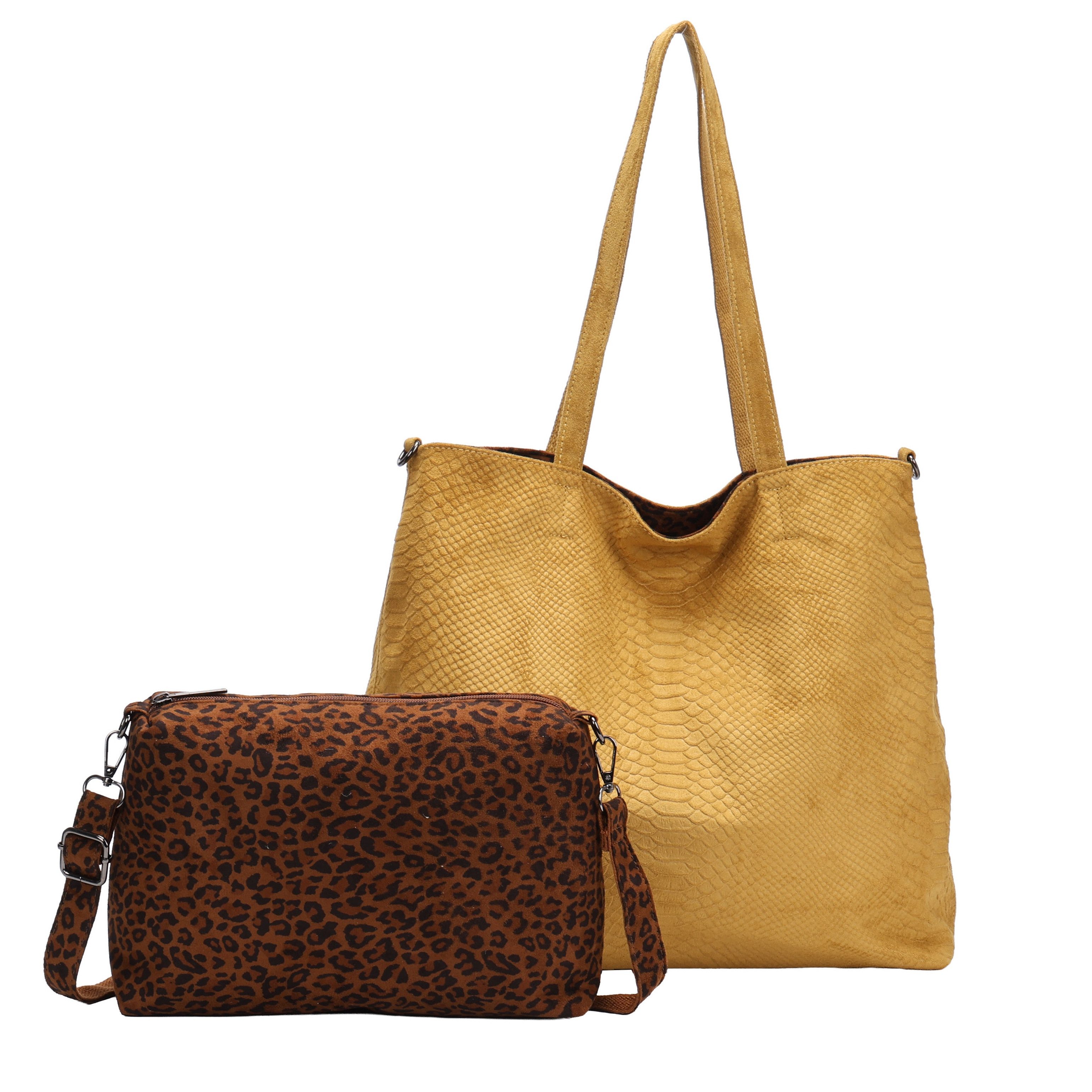 MIRROSI Shopper Damen Handtasche aus Kunstleder, mit Leo-Innentasche (Neue Kollektion Herbst/Winter 2026), große Henkeltasche, ca. 46x13x36 cm