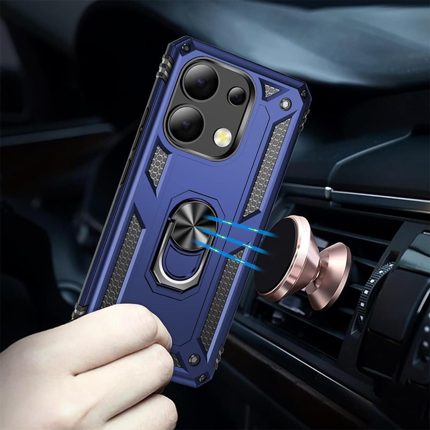 CoolGadget Handyhülle Armor Shield Case für Xiaomi Redmi Note 13 6,67 Zoll, Outdoor Cover Magnet Ringhalterung Handy Hülle für Redmi Note 13 4G – Bild 4 von 5