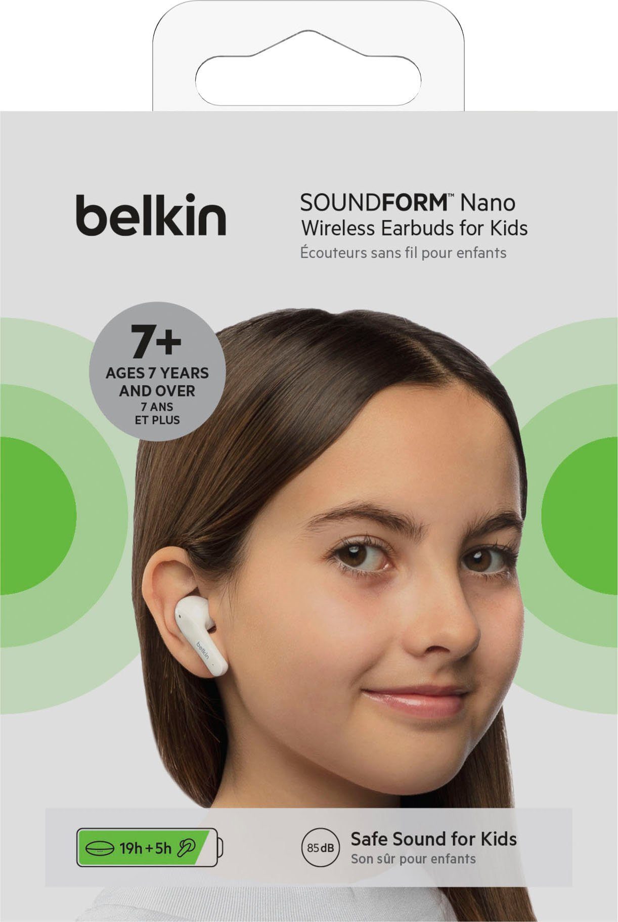 dB Kopfhörer In-Ear-Kopfhörer SOUNDFORM (auf - weiß 85 am Kopfhörer) begrenzt; Kinder wireless NANO Belkin