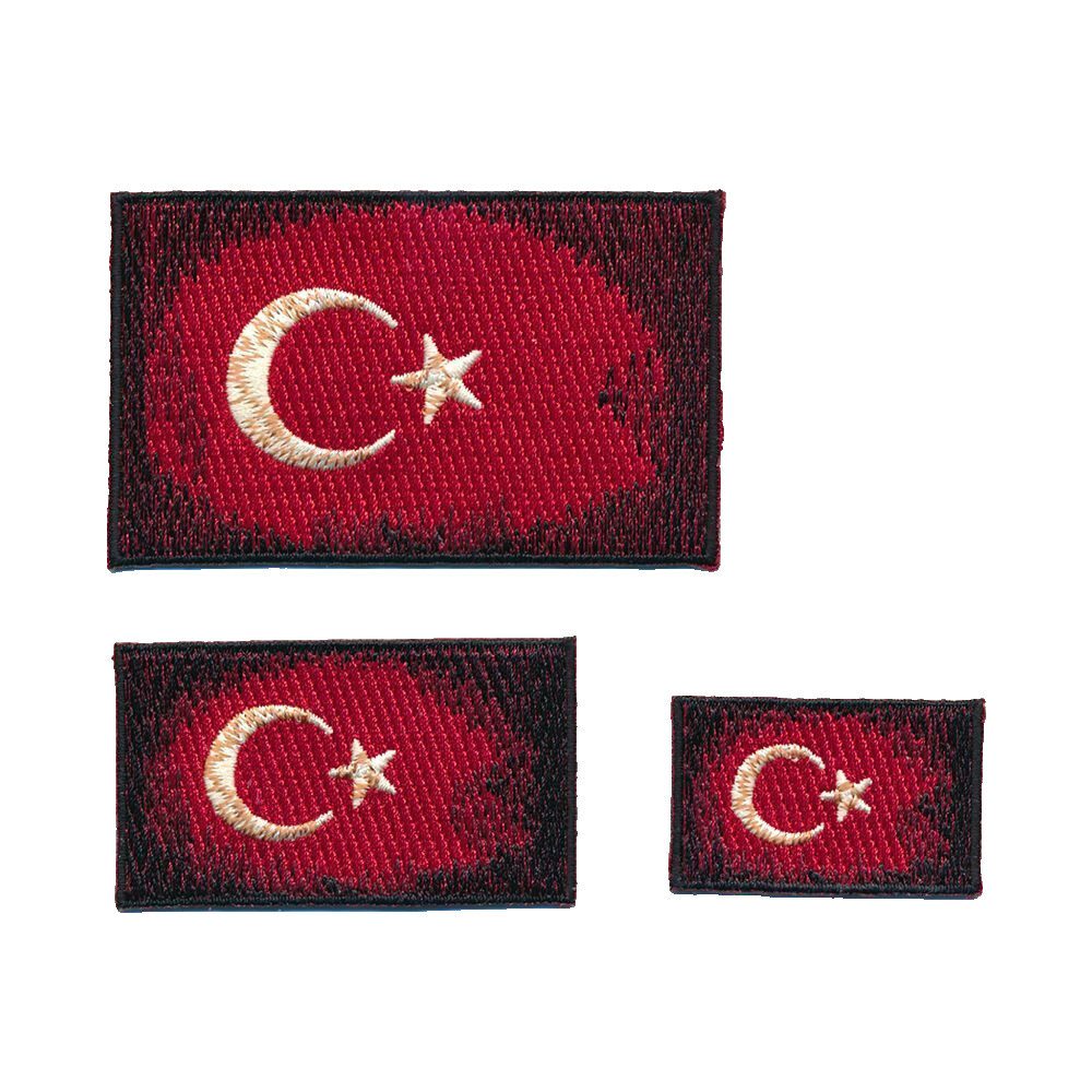 hegibaer Aufnäher 3 Türkei Retro Flaggen Türkiye Cumhuriyeti Aufnäher Aufbügler Set 1168, (3-tlg., 3 Patches), Edel und gute Qualität