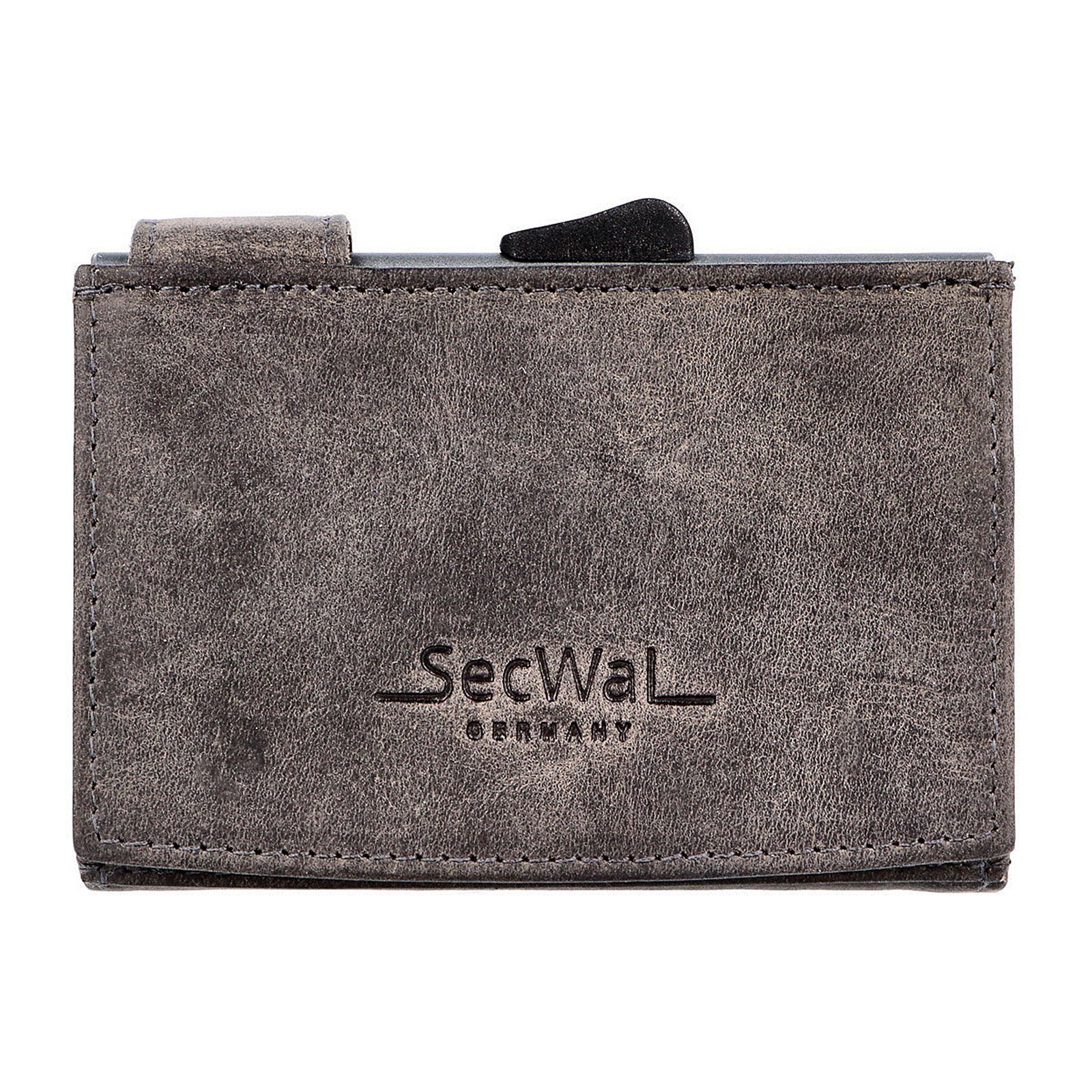 SecWal Geldbörse RFID Leder Kartenetui mit Münzfach Geldbörse Portemonnaie SW3, RFID Schutz Hunter Grau